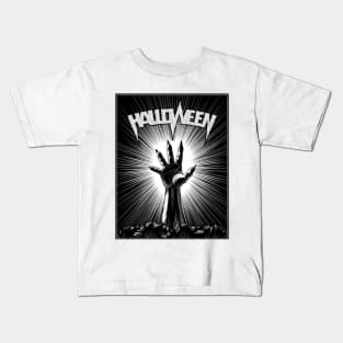 Zombie Hand Halloween Party Horror Print Poster Vintage Beam Background Kids T-Shirt